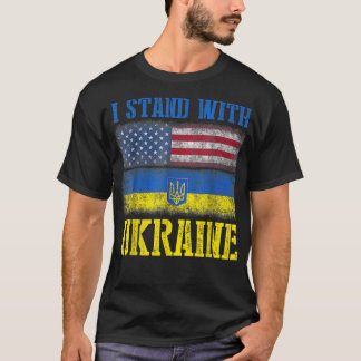 Unterstütze Ukraine Ich stehe mit Ukraine Flagge T-Shirt