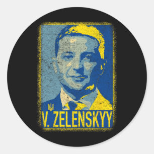 Unterstütze Ukraine Ich stehe mit Ukraine Volodymy Runder Aufkleber