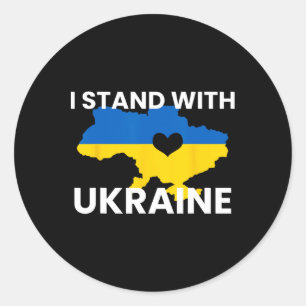 Unterstütze Ukraine Karte Herz Stehe zusammen Ukra Runder Aufkleber