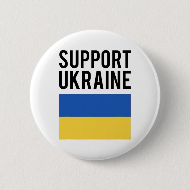 Unterstütze Ukraine - Schwarze Fettschrift - Ukrai Button (Vorderseite)