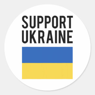 Unterstütze Ukraine - Schwarze Fettschrift - Ukrai Runder Aufkleber