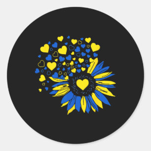Unterstütze Ukraine Sonnenblume Ukrainische Flagge Runder Aufkleber