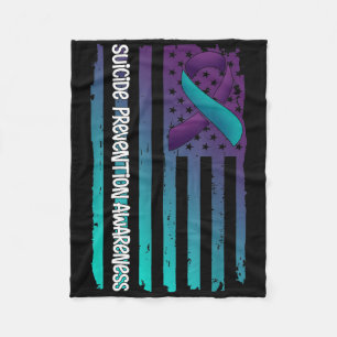 Unterstützen Sie American Flag Ribbon Suizidbewuss Fleecedecke