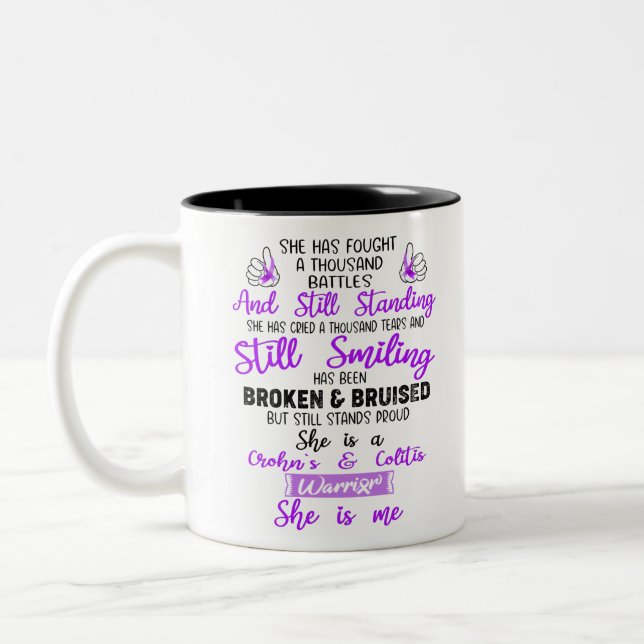Unterstützen Sie Crohn's & Colitis Kriegergeschenk Zweifarbige Tasse (Links)