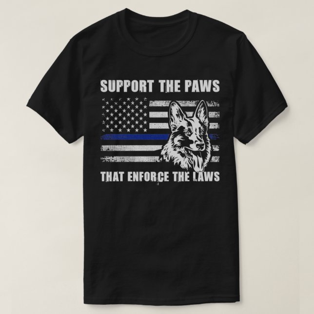 Unterstützen Sie die Paws, die die blaue Linie der T-Shirt (Design vorne)