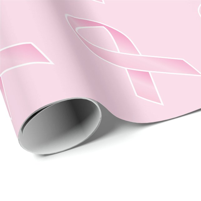 Unterstützende Rosa Brustkrebs Schleife Geschenkpapier (Rolleneckpunkt)