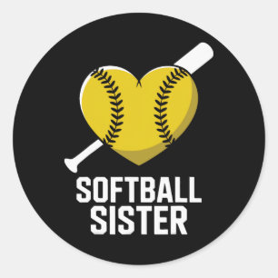 Unterstützende Softll-Schwester Fastpitch Herz Und Runder Aufkleber