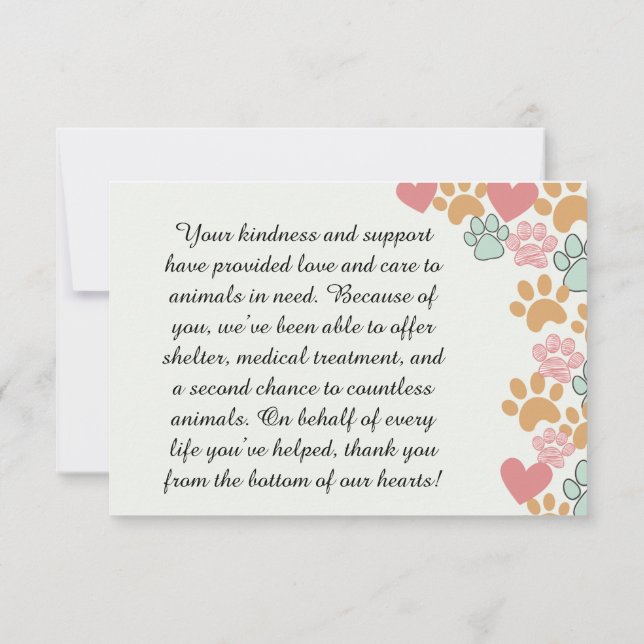 Unterstützer von Pet Rescue Appreciating Dankeskarte (Rückseite)