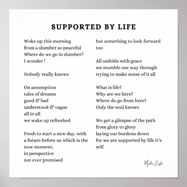 Unterstützt durch das Liebe-Ermutigungsgedicht des Poster (Vorne)