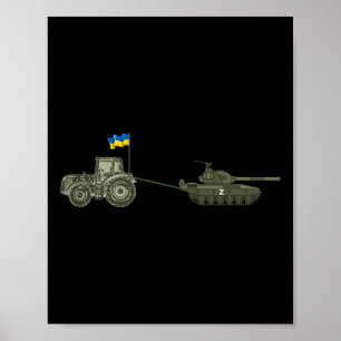 Unterstützt Ukraine Trecker zieht einen Russen Poster