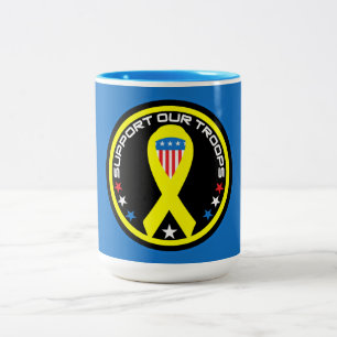 Unterstützt unsere patriotischen Truppen Zweifarbige Tasse