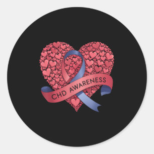 Unterstützung der Familie Chd Awareness Heart Ribb Runder Aufkleber