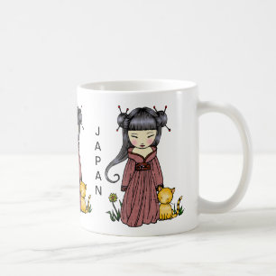 Unterstützung der japanischen Tasse Kimono Girl