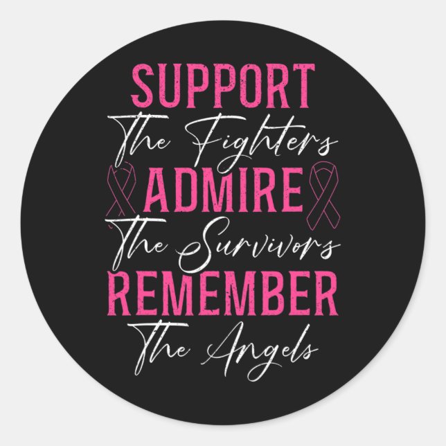 Unterstützung der Kämpfer für das Brustkrebs-Bewus Runder Aufkleber (Vorderseite)