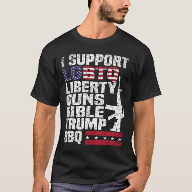Unterstützung der LGBTQ Liberty Guns Bibel Trump G T-Shirt (Vorderseite)