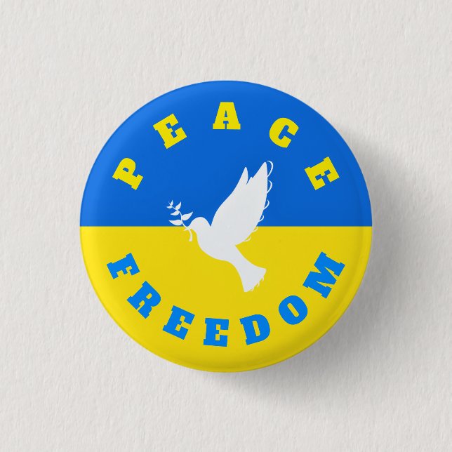 Unterstützung der Ukraine Button Peace Dove Freedo (Vorderseite)