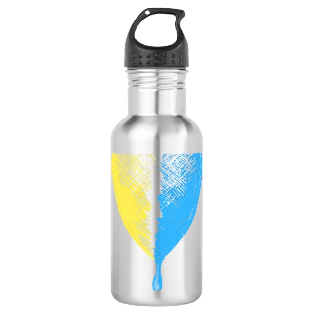 Unterstützung der Ukraine Edelstahlflasche (Vorderseite)