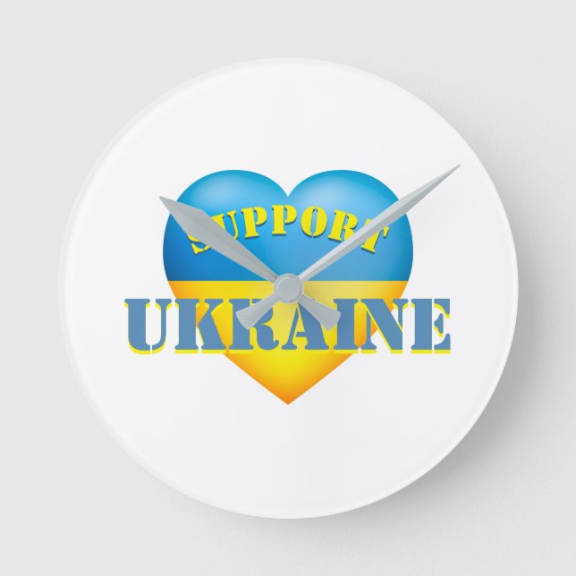 Unterstützung der Ukraine Gelb und Blau Runde Wanduhr (Vorderseite)