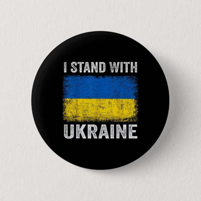 Unterstützung der Ukraine ich stehe mit der Ukrain Button (Vorderseite)