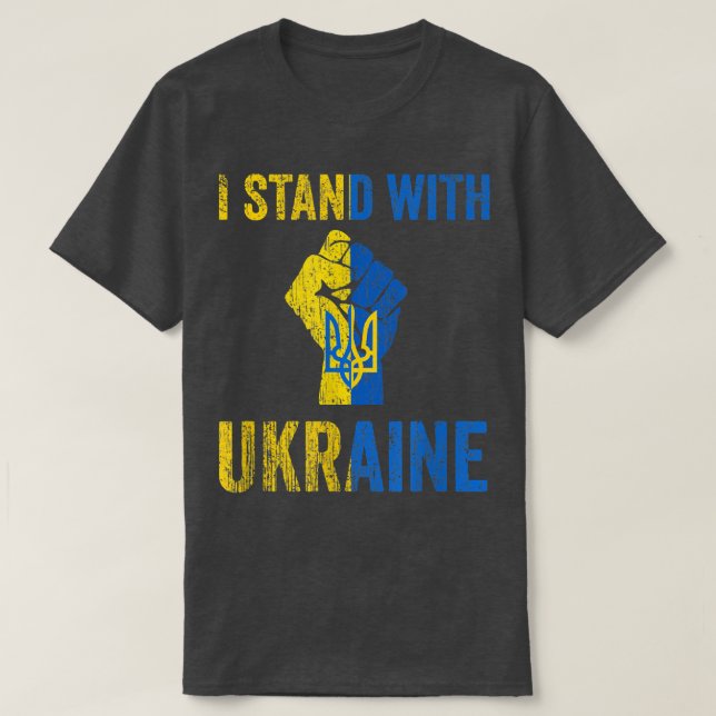 Unterstützung der Ukraine ich stehe mit der Ukrain T-Shirt (Design vorne)