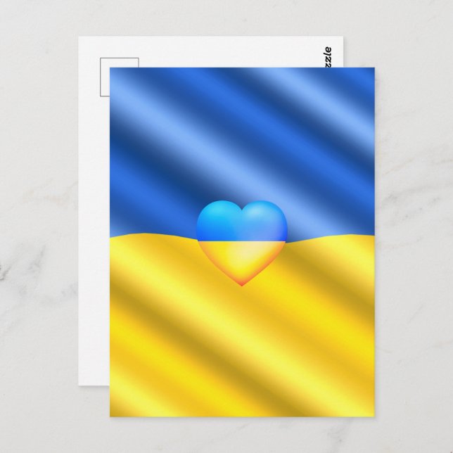 Unterstützung der Ukraine Postkarte ukrainische Fl (Vorne/Hinten)