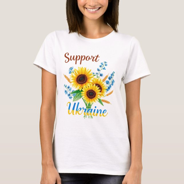 Unterstützung der Ukraine Sonnenblumen T-Shirt (Vorderseite)