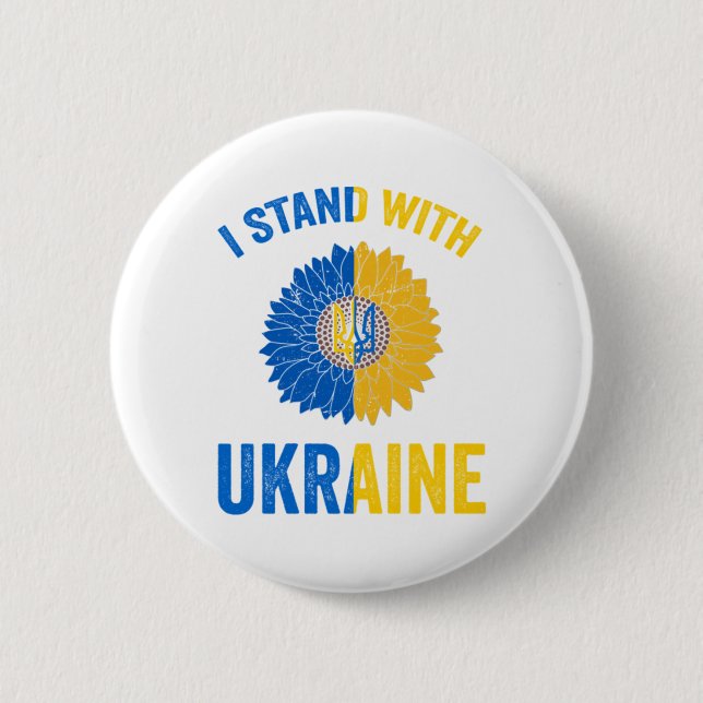 Unterstützung der Ukraine Sonnenblumen ukrainische Button (Vorderseite)