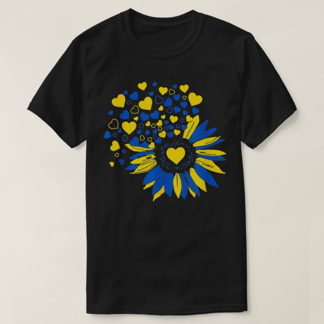 Unterstützung der Ukraine Sonnenblumen ukrainische T-Shirt (Design vorne)