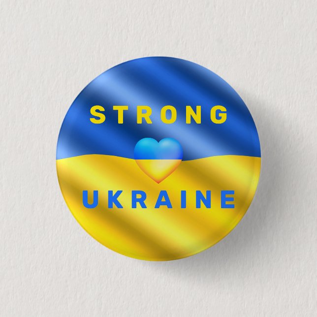 Unterstützung der Ukraine - Starke - Flagge - Frei Button (Vorderseite)