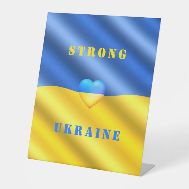Unterstützung der Ukraine - Starke - Flagge - Frei Sockelschild (Vorderseite)