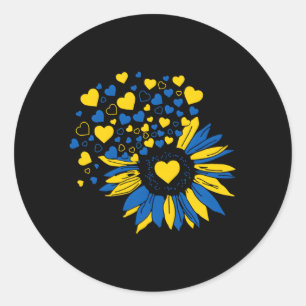 Unterstützung der ukrainischen Flagge Er Runder Aufkleber