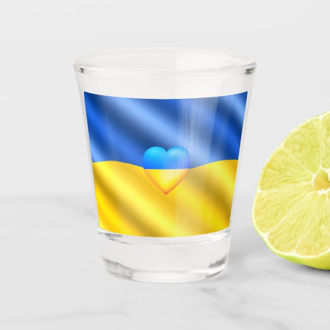 Unterstützung der ukrainischen Schießscheibe ukrai Schnapsglas (Vorderseite)