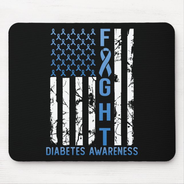 Unterstützung der USA-Flagge Typ 2 Diabetes Typ 1  Mousepad (Vorne)