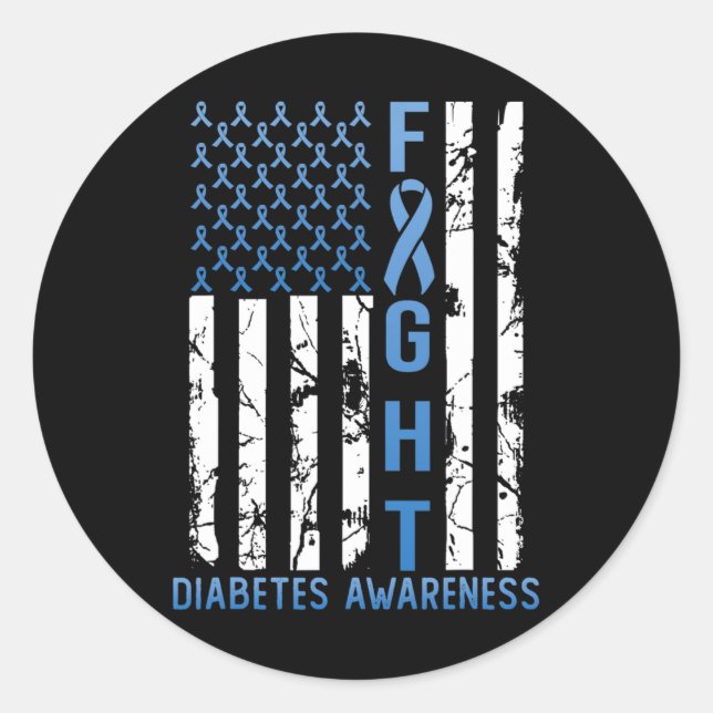 Unterstützung der USA-Flagge Typ 2 Diabetes Typ 1  Runder Aufkleber (Vorderseite)