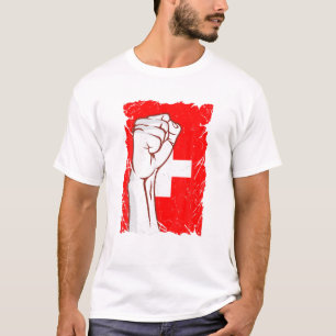 Unterstützung des Balls der Schweizer Fußballflagg T-Shirt