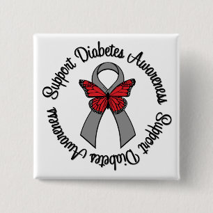 Unterstützung des Diabetes-Bewusstseins Butterfly  Button