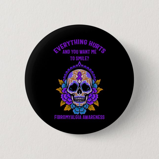 Unterstützung des Lila Ribbon Fibromyalgie-Bewusst Button (Vorderseite)