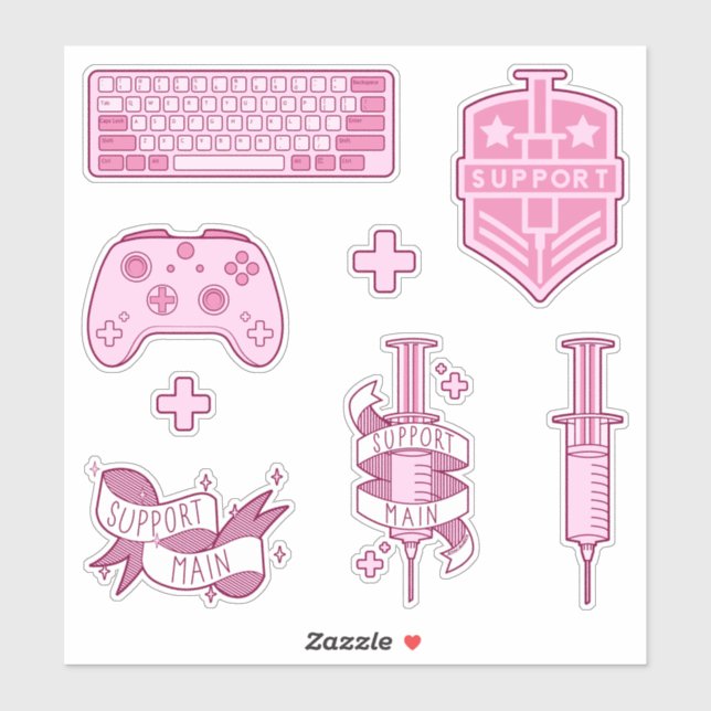 Unterstützung des Rosa Gamer Sticker Packs (Blatt)