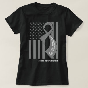 Unterstützung des Squad Brain Tumor US Flag Gray R T-Shirt
