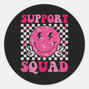 Unterstützung des Squad Breast Cancer Awareness Pi Runder Aufkleber