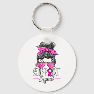 Unterstützung des Squad Messy Bun Breast Cancer Aw Schlüsselanhänger