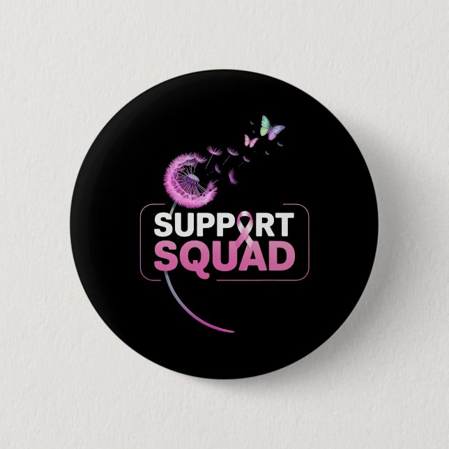 Unterstützung des Squad Pink Ribbon Brustkrebs Bew Button (Vorderseite)