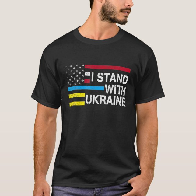 Unterstützung, die ich mit der ukrainischen amerik T-Shirt (Vorderseite)