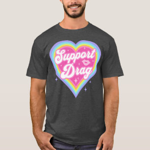 Unterstützung Drag Retro Rainbow Heart LGBTQ Kawai T-Shirt