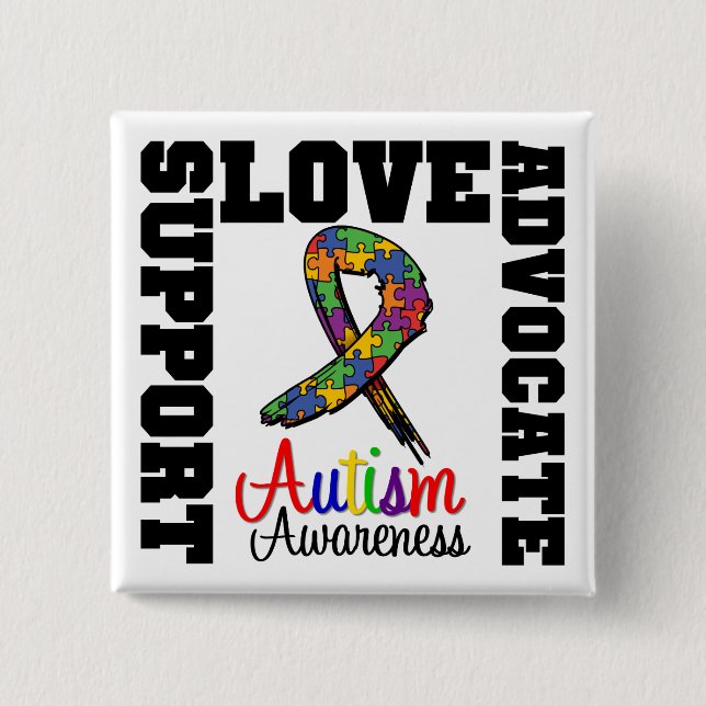 Unterstützung für Autismus Liebe Button (Vorderseite)