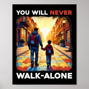 Unterstützung für Autismus Vater allein Puzzle Sie Poster