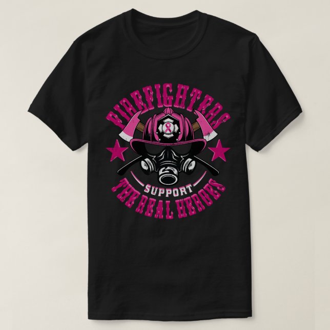Unterstützung für Brustkrebs Feuerwehr Feuerwehrma T-Shirt (Design vorne)