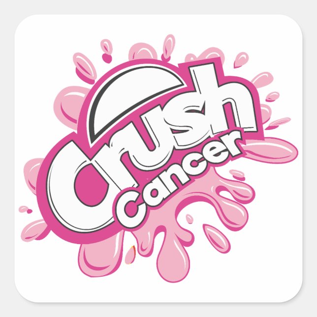 Unterstützung für Crush Cancer Quadratischer Aufkleber (Vorderseite)