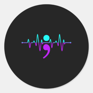 Unterstützung für das Bewusstsein von Happy Ribbon Runder Aufkleber