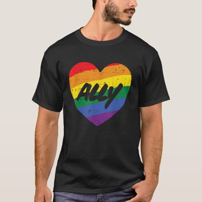 Unterstützung für das LGBTQ-Flag "Alherz Gay Rainb T-Shirt (Vorderseite)